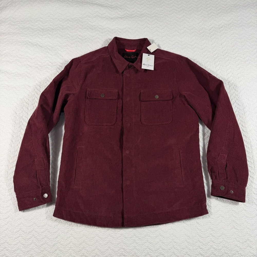 NWT Robert Graham Burgundy Corduroy‎ Quilted Lined Shirt Jacket Men's S RGF21R12
